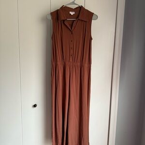 Lularoe Kathy Sleeveless Button-Front Jumpsuit in Brown
